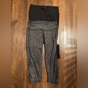 Athletha Capri set of 2 black grey  Leggings women’s sz S EUC